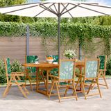 Maison Exclusive - Ensemble de jardin pour 7 personnes, composé de : table et 6 chaises. Matériau : tissu et bois massif, avec motifs de feuilles