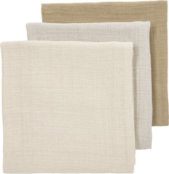Meyco Baby Uni pre-washed hydrofiele doeken - 3-pack - Soft Sand/Greige/Taupe - 70x70cm