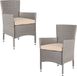 Casaria Polyrattan Tuinstoel - 2 stuks Stapelbaar & Kussen - Beige