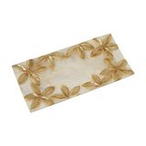 DRW Rechthoekig parelmoer middenstuk met bloemenreliëf, 20 x 10 cm