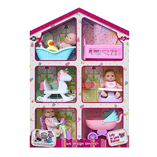 JC Toys Huis - 3 poppen en 6 accessoires - Meerkleurig (16755)