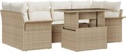 vidaXL Tuinbank Set met kussen 7 pcs Beige polyrattan