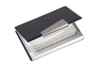 SIGEL VZ131 etui voor visitekaartjes, zilver/zwart, aluminium/lederlook