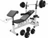 Gorilla Sports Banquette d'haltères universelle blanc Avec set d'haltères de 70 kg Plastique