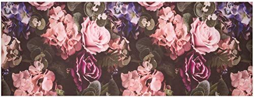 Baroni Home Keukenloper - PVC - Antislip - Wasbaar - Bloemen - Roze - 60 x 180 cm