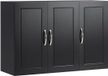 SoBuy Wandkast met 3 Deuren – Zwart 90x30x60cm, FRG231-L-SCH – Houten Opbergkast met Verstelbare Plank – voor Badkamer, Keuken