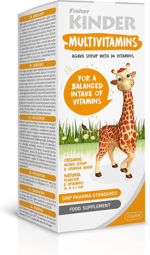 Kinder Multivitamine - 14 Vitaminen, Vitamine C, B12, D, K - Siroop 125ml