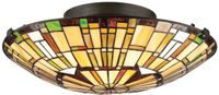 Quoizel Tifanny LED Plafondlamp Reed | 2X E27 Max 60W | Valiant Bronze & Art Glass Shade