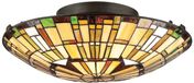Quoizel Tifanny LED Plafondlamp Reed | 2X E27 Max 60W | Valiant Bronze & Art Glass Shade