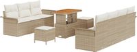 vidaXL Tuinbank - Set - Beige - Polyrattan