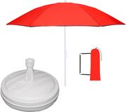 Merkloos / Sans marque Tuin parasol - met vulbare parasolvoet - doek rood - D160 cm - polyester - Camping - UV straling bestendig