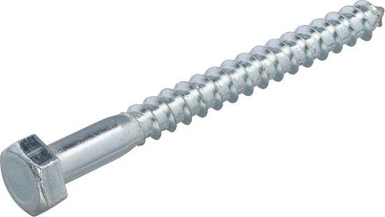 Hoenderdaal Fasteners Hoenderdaal Houtdraadbouten - DIN571 Zeskant - M12 x 200mm - Verzinkt (25 stuks)
