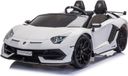 Lamborghini Voiture électrique "Aventador SVJ" (pour deux personnes) - 12V7AH, 2 moteurs - télécommande 2.4GHz, lecteur MP3, siège en cuir + matériau EVA + laqué blanc