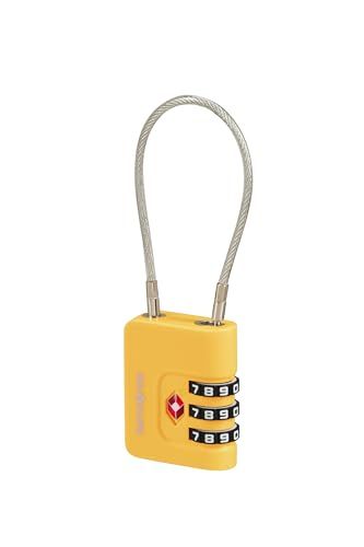 Samsonite TA Revolution - TSA Kabelslot met 3-Cijfer Combinatie, Veilig Bagageslot voor Koffers & Tassen, Geel