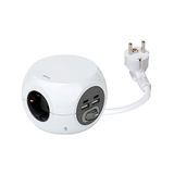 SIMON Combiball Meervoudige stekkerdoos met USB, 7 laadaansluitingen, stekkerdoos met schakelaar, wit
