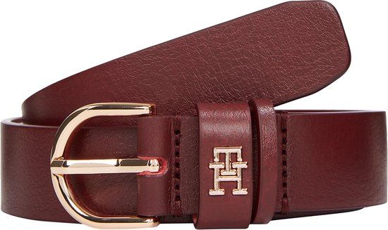 Tommy Hilfiger Riemen Unisex Leer Bordeauxrood Klassieke Gesp Broekriem Herfst/Winter Volwassenen