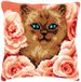 Vervaco PN-0171855 kruissteekkussen set voorgetekend, katoen, kitten tussen roze, 40x40cm