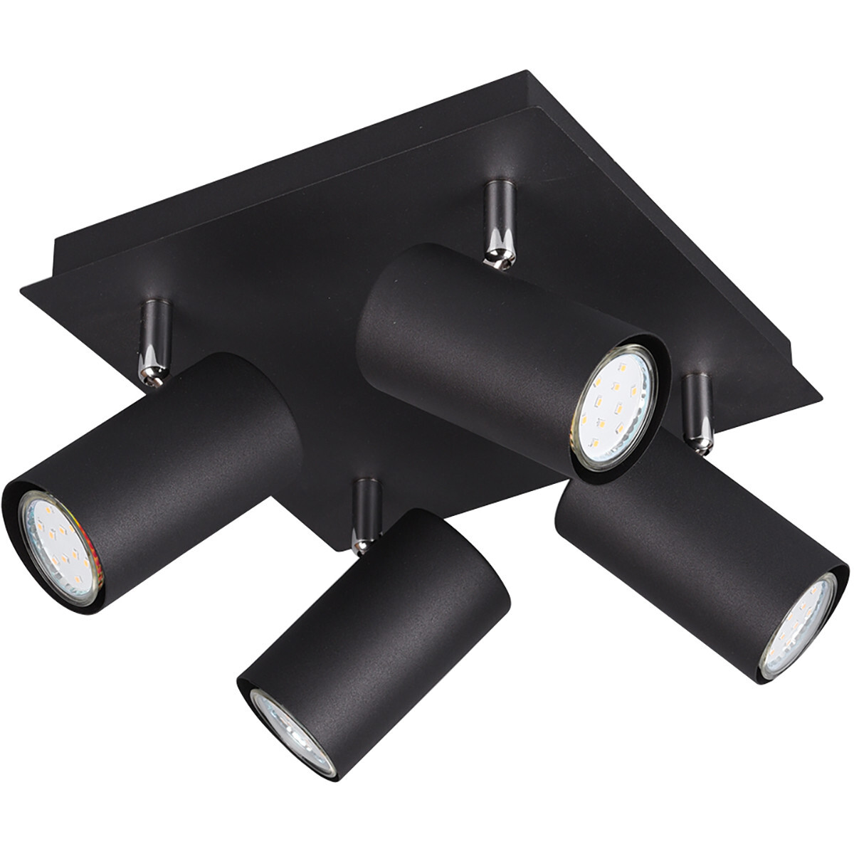 BES LED LED Plafondspot - Trion Mary - GU10 Fitting - 4-lichts - Vierkant - Mat Zwart - Aluminium