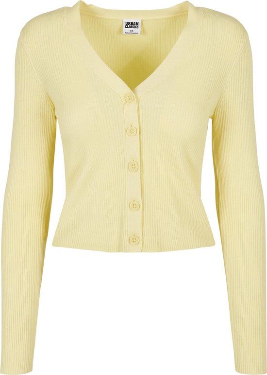 Urban Classics Short Rib Knit Cardigan - Geel - 3XL - Dames