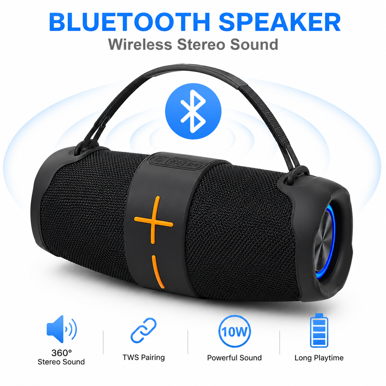 other 10W draagbare 5.1 Bluetooth-luidspreker, waterdicht met krachtige bas, 360 ° Stereo draadloze speaker, TWS, IPX6. RGB-modus. Lange afstand, Bluetooth-luidspreker voor thuis, buiten en op reis