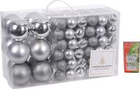 Merkloos / Sans marque Koopman International 94-Delige Kerstboomversiering Kunststof Kerstballen Set Zilver 6 cm