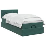 vidaXL Ottomaans Bed met Matras en LED Donkergroen 100 x 200 cm