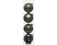 Decoris Kerstballen - 4 stuks - Antraciet Grijs - 10 cm Diameter - Glas