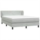 vidaXL Boxspringbed met matras, fluweel, lichtgrijs, 160x210 cm