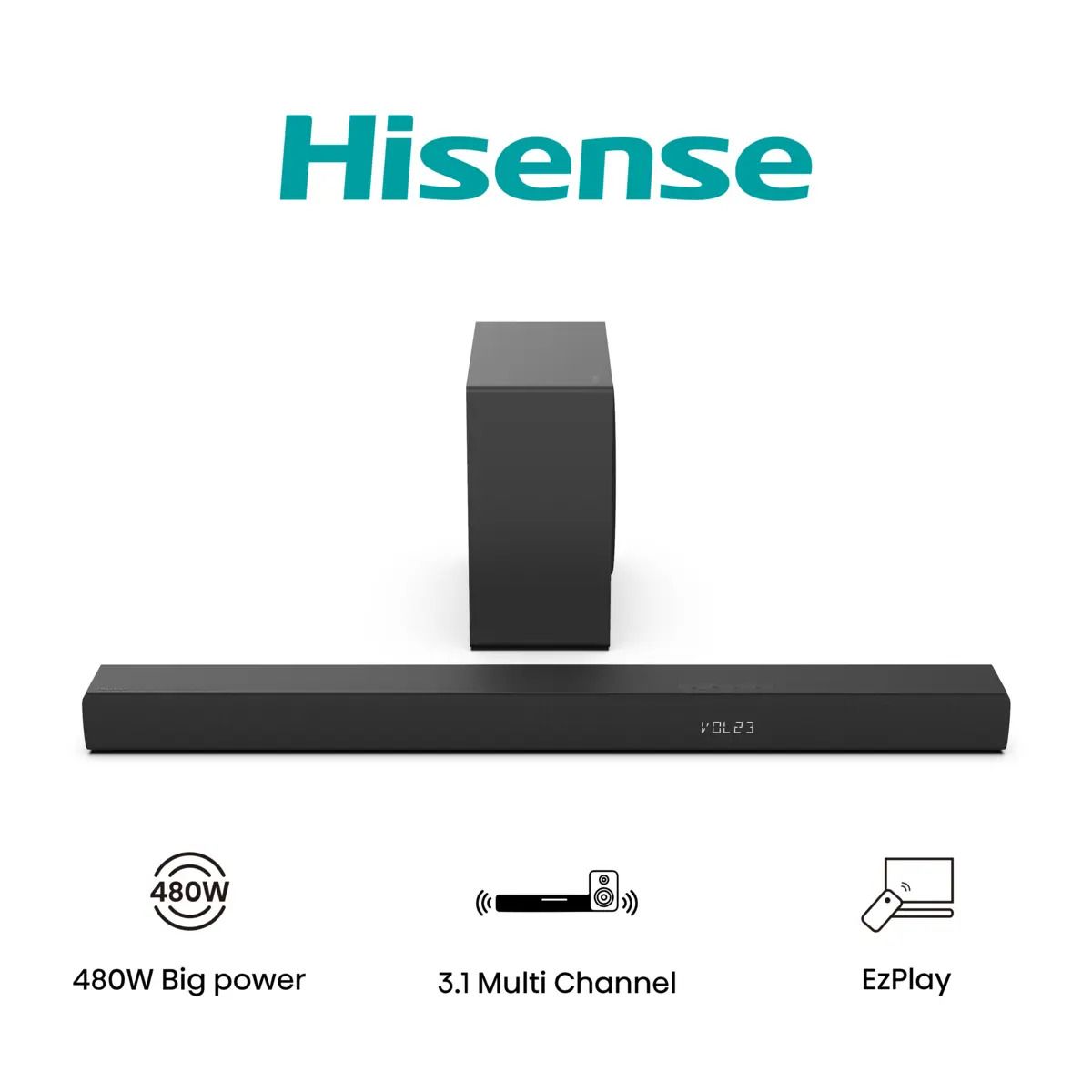 Hisense HS3100 Soundbar 3.1 met Draadloze Subwoofer - 480W