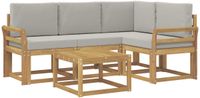 vidaXL - Buiten - bank - set - 5 - st - Wit - en - Lichtgrijs - Polyester