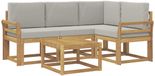 vidaXL - Buiten - bank - set - 5 - st - Wit - en - Lichtgrijs - Polyester