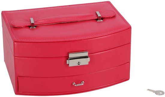 Ottosimon Juwelenbox deluxe roze sieradendoosje met spiegel en lade