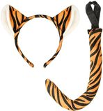 Widmann Srl Tijger diadeem met staart Bruin/Zwart Unisex Kinderen en volwassenen Dierenpak Dieren
