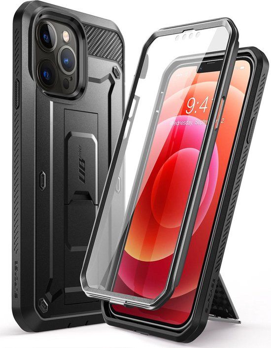 Supcase Unicorn Beetle PC en TPU carbonvezels hoesje voor iPhone 13 Pro - zwart