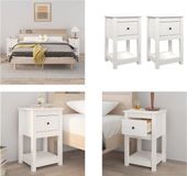 vidaXL Nachtkastjes - 2 stuks - 40x35x61,5 cm - Massief Grenenhout - Wit