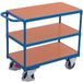 Variofit Wagen met 3 houten plateaus en horizontale stang - Draagvermogen 400 kg