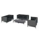 VidaXL 7-delige Loungeset met Kussens Poly Rattan Donkergrijs
