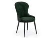 Chaise de salle à manger en velours avec pieds en acier vert foncé et noir
