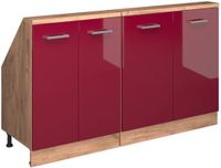 Vicco Rion Kastenset voor schuine wand – Set van 2 Rood hoogglans/gouden eik