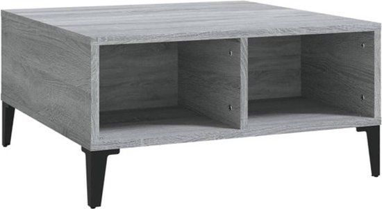 vidaXL Salontafel 60x60x30 cm bewerkt hout grijs sonoma eikenkleurig