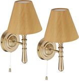 Merkloos Relaxdays Wandlamp met kap - Set van 2 - Messing