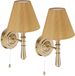 Merkloos Relaxdays Wandlamp met kap - Set van 2 - Messing