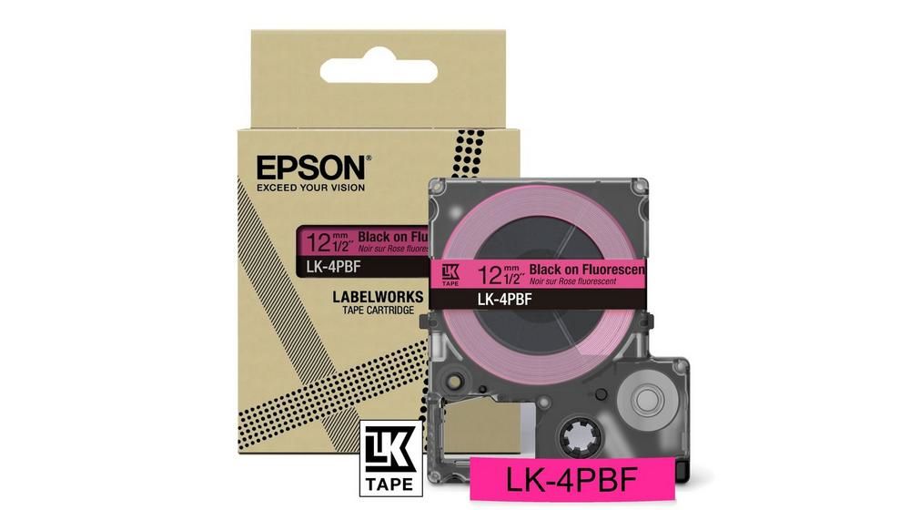 Epson LK-4PBF Label Tape - Black/Pink - 12mm