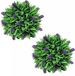 vidaXL 2-delige Kunstbuxussenset bolvormig met lavendel 28 cm
