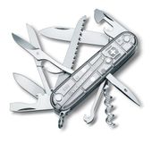 Victorinox Huntsman Taschenmesser, 15 Funktionen, Schere, Holzsäge, Korkenzieher, silber transparent B1