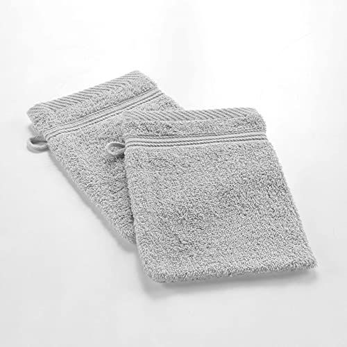 Douceur d'Intérieur 2 washandjes - 15 x 21 cm - parelgrijs - 100% katoen - twissen