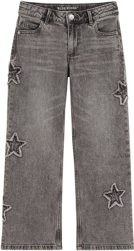 WE Fashion Meisjes wide leg jeans met patches