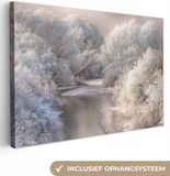 OneMillionCanvasses Canvas schilderij - Winter Landschap - 150x100 cm