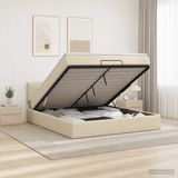 vidaXL Ottoman Bed with Mattress Cream 140 x 190 cm Fabric