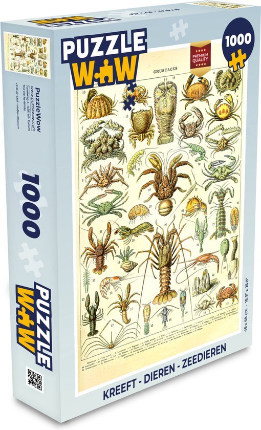 MuchoWow Puzzel Kreeft - Dieren - Zeedieren - Vintage - Adolphe Millot - Legpuzzel - Puzzel 1000 stukjes volwassenen - Sinterklaas cadeautjes - Sinterklaas voor grote kinderen